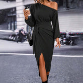 Elegant Intellectual Dress  Adult Lady Like Woman High Sense Midi Dress